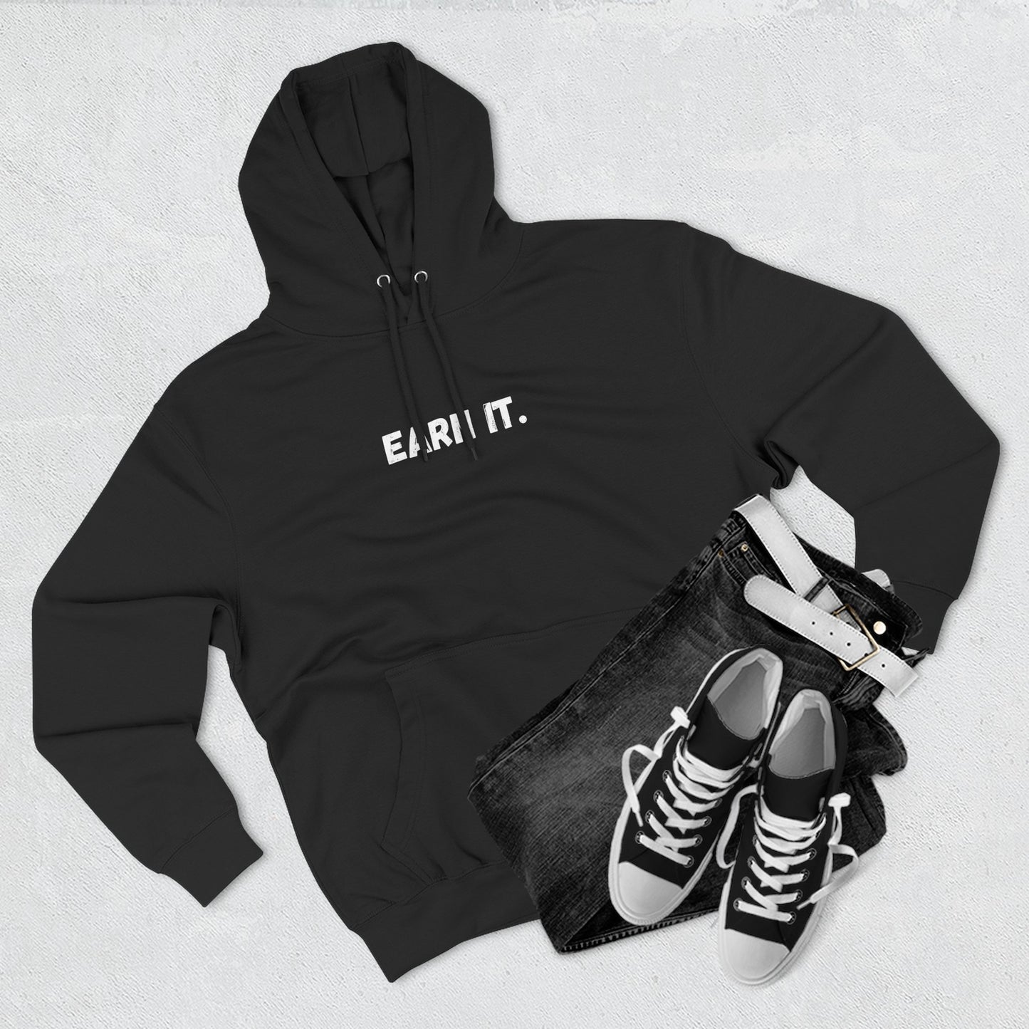 Earn It. Hoodie — Motivational Black Fleece Pullover